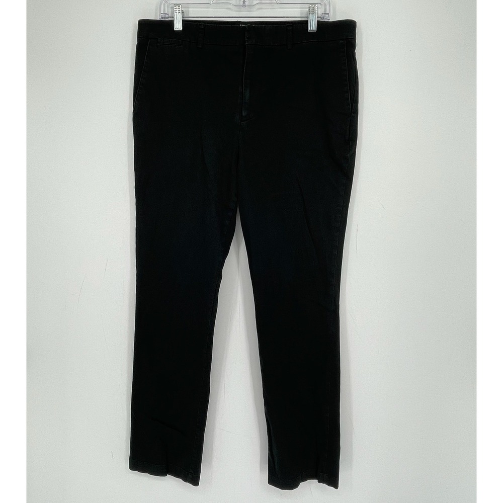 Structure Men's Black Slim Fit Stretch Straight Chino Trousers Pants Size 34x32